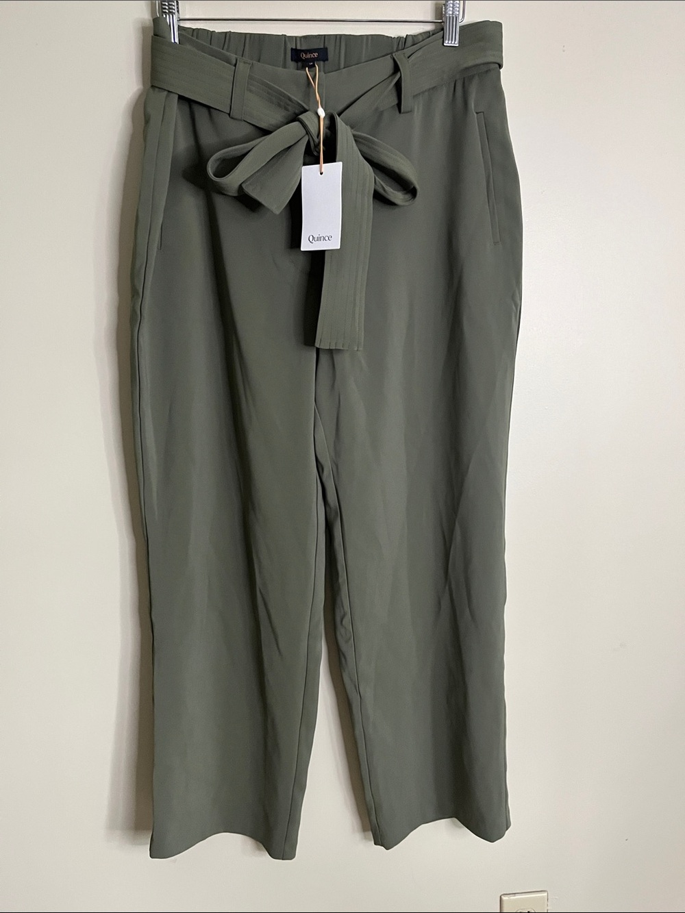 Quince paper bag pants olive size 14 new with tags